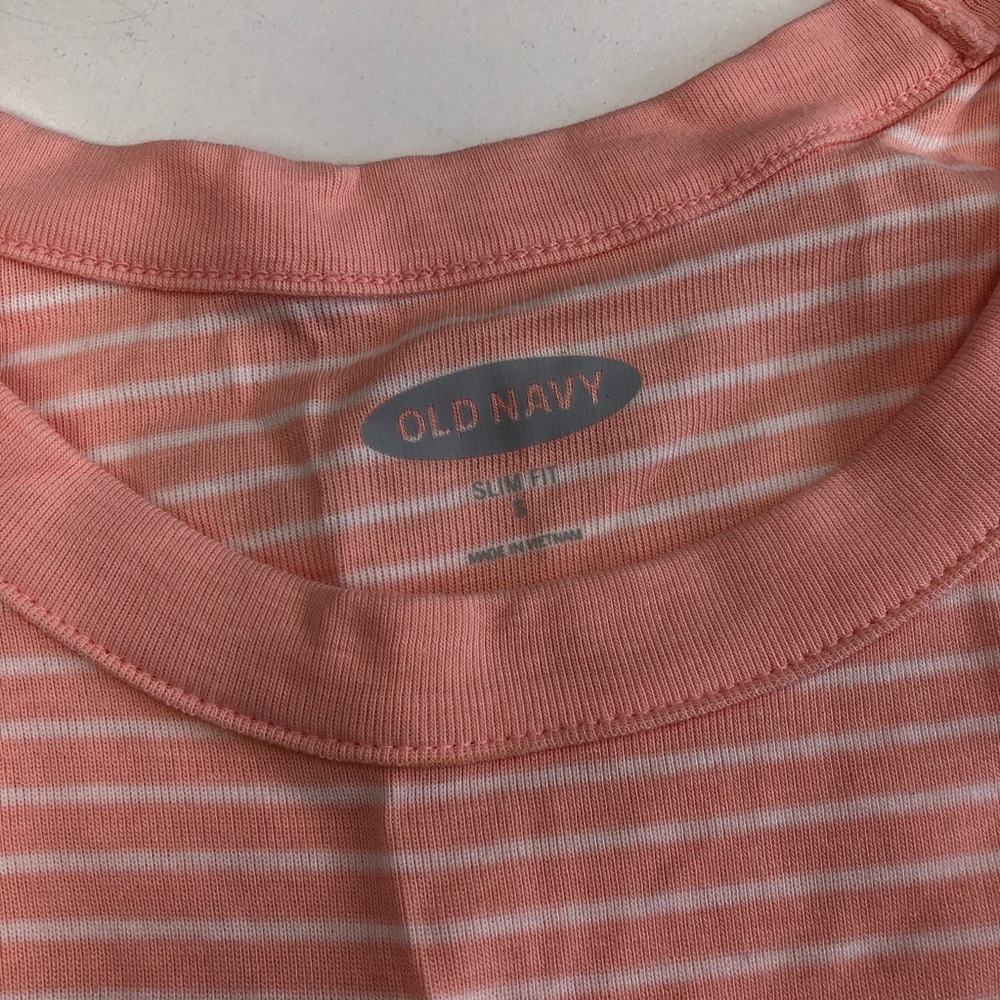 Old Navy peach colored strip tank top - Picture 2 of 3